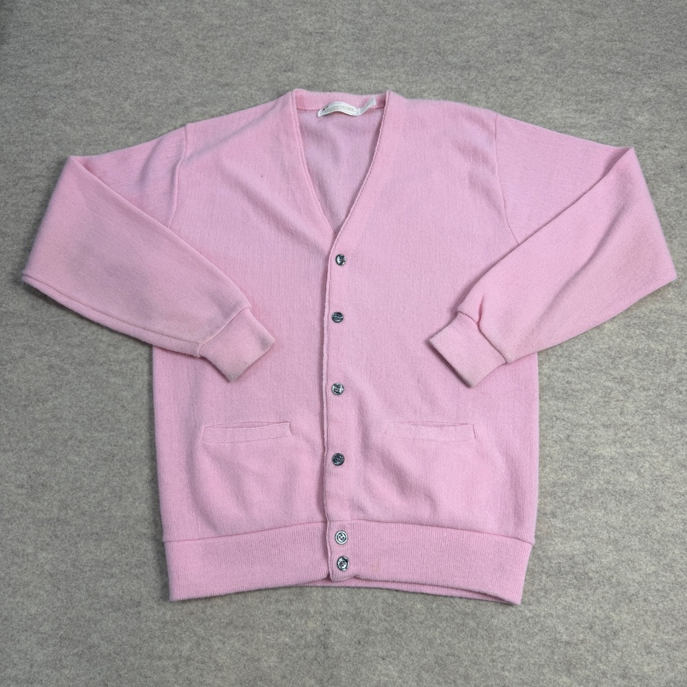 Arnold Palmer Vintage Pink Cardigan Sweater Mens Medium Orlon Acrylic USA Made